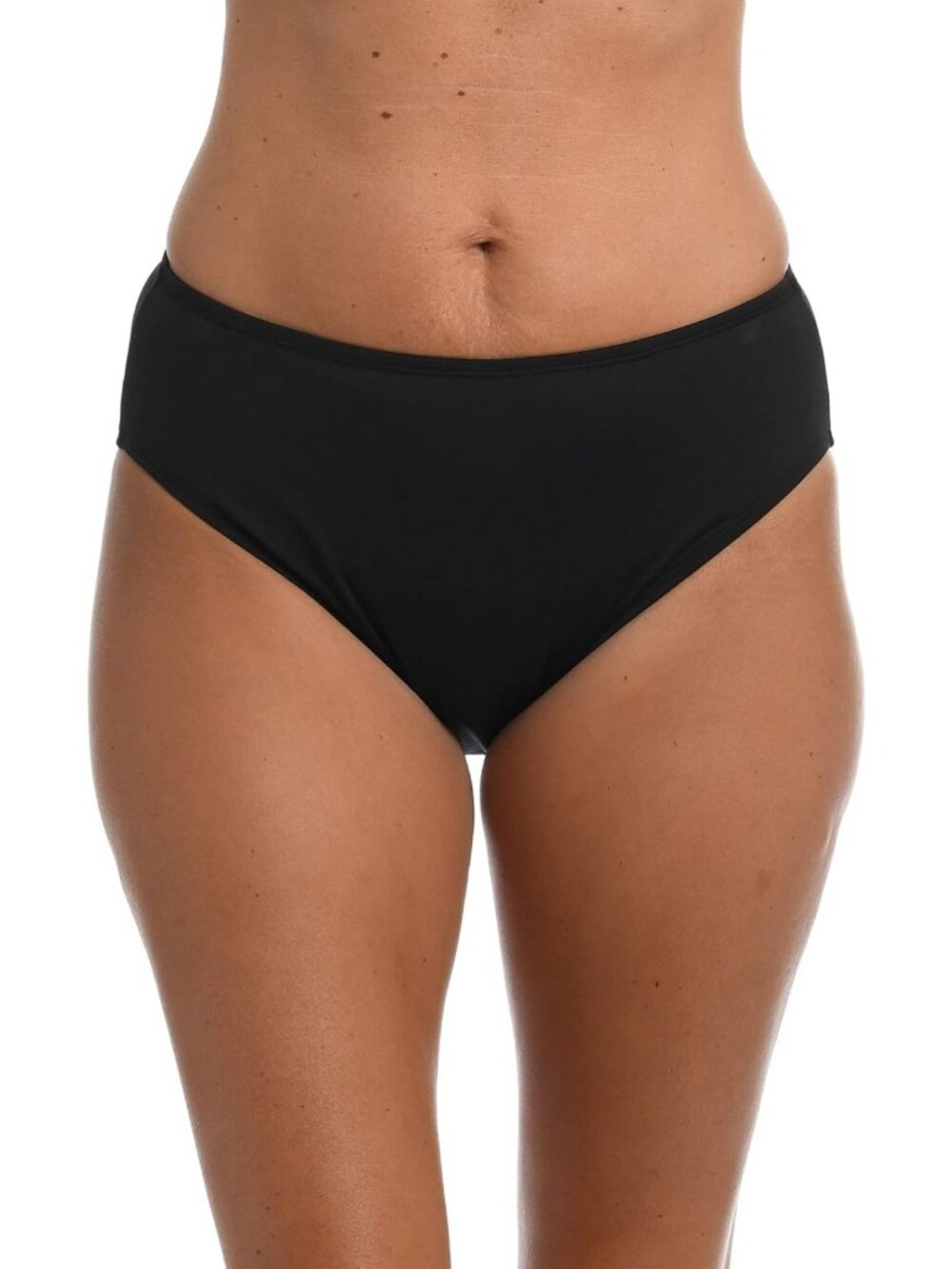 Chic Solid Mid Waist Hipster Bikini Bottom for Stylish Beach Days & Pool Fun
